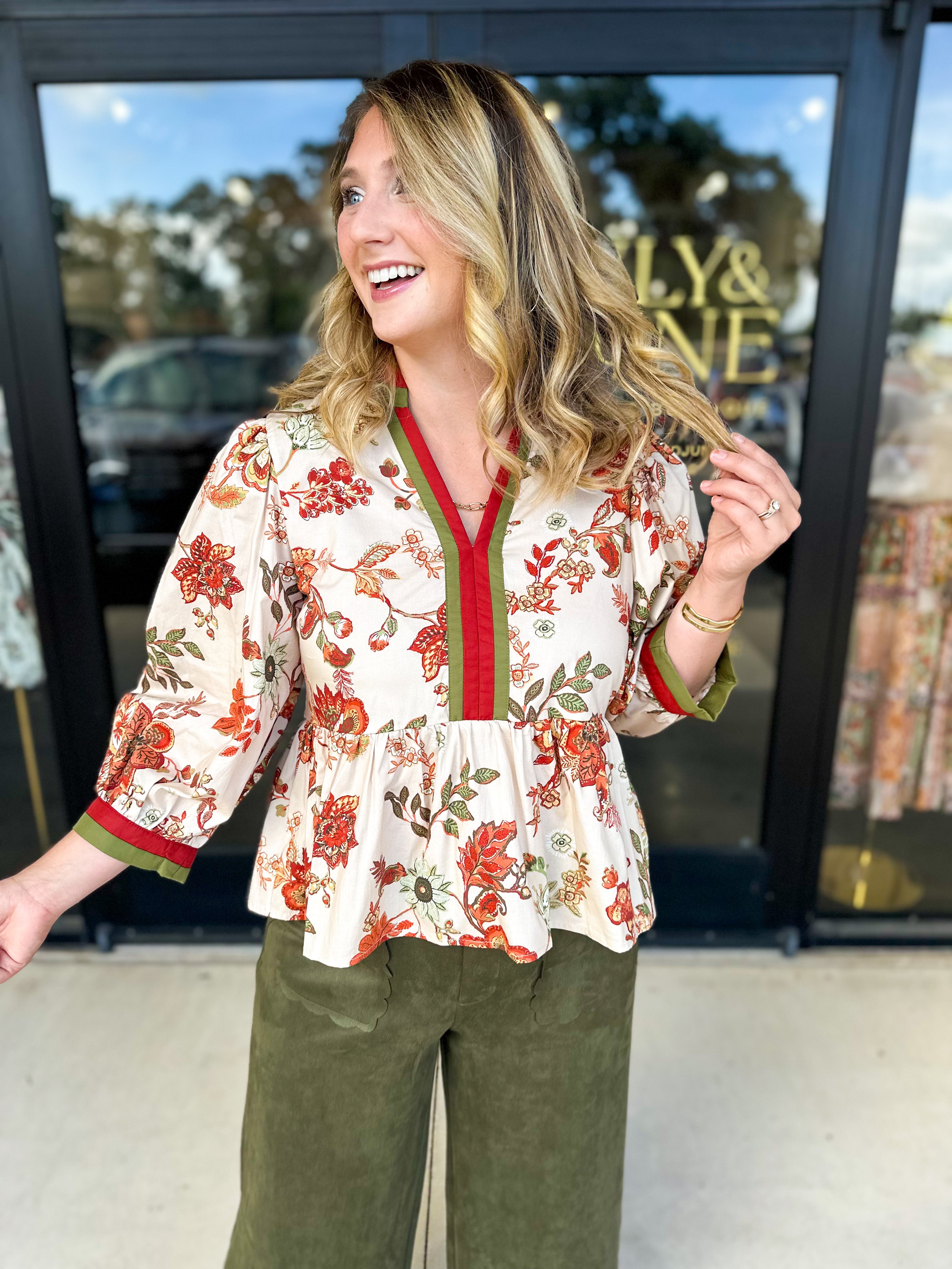 The Polly Peplum Blouse-200 Fashion Blouses-ENTRO-July & June Women's Fashion Boutique Located in San Antonio, Texas