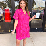 Hot Pink Lace Mini Dress-510 Mini-FATE-July & June Women's Fashion Boutique Located in San Antonio, Texas