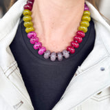 Chunky Circle Bauble Ball Necklace - Olive, Purple & Brown-110 Jewelry & Hair-Golden Lily-July & June Women's Fashion Boutique Located in San Antonio, Texas