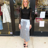 Steel Satin Skirt-410 Shorts/Skirts-ALLIE ROSE-July & June Women's Fashion Boutique Located in San Antonio, Texas