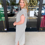 Striped T-Shirt Midi Dress-500 Midi-POLOGRAM-July & June Women's Fashion Boutique Located in San Antonio, Texas