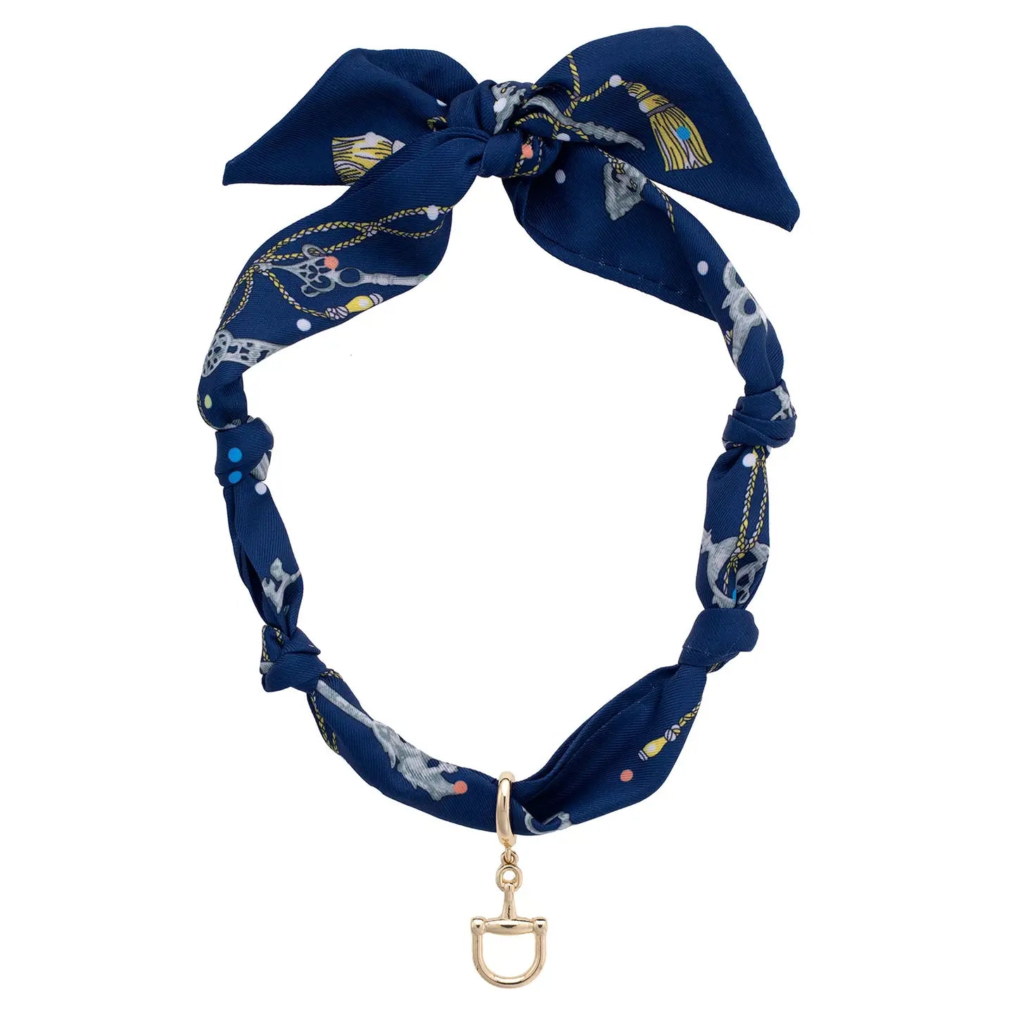 Scarf Necklace - Navy Horsebit-110 Jewelry & Hair-Canvas Style-July & June Women's Fashion Boutique Located in San Antonio, Texas
