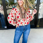 Autumn Floral Blouse-200 Fashion Blouses-ENTRO-July & June Women's Fashion Boutique Located in San Antonio, Texas