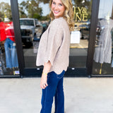 Scalloped Sweater Top - Taupe-230 Sweaters/Cardis-ENTRO-July & June Women's Fashion Boutique Located in San Antonio, Texas