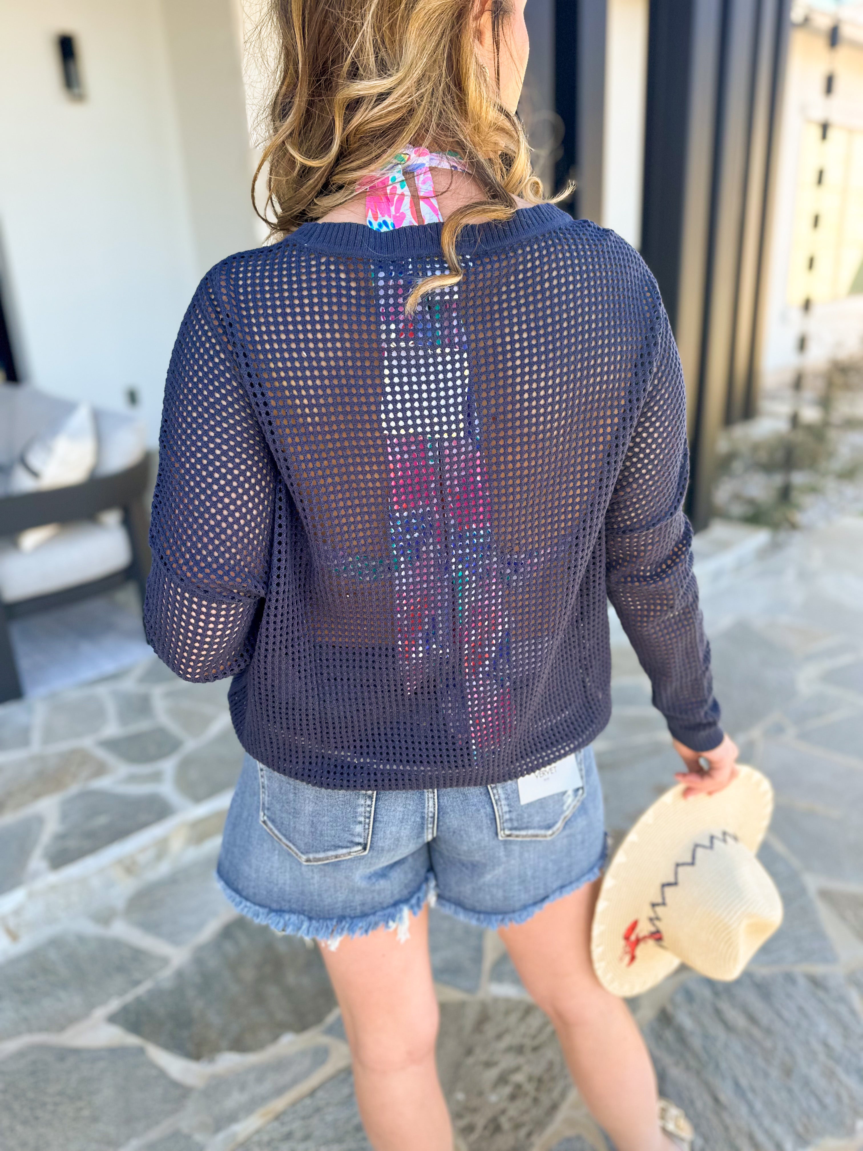 Catch of the Day Open Knit Sweater Top-230 Sweaters/Cardis-SHIRALEAH-July & June Women's Fashion Boutique Located in San Antonio, Texas