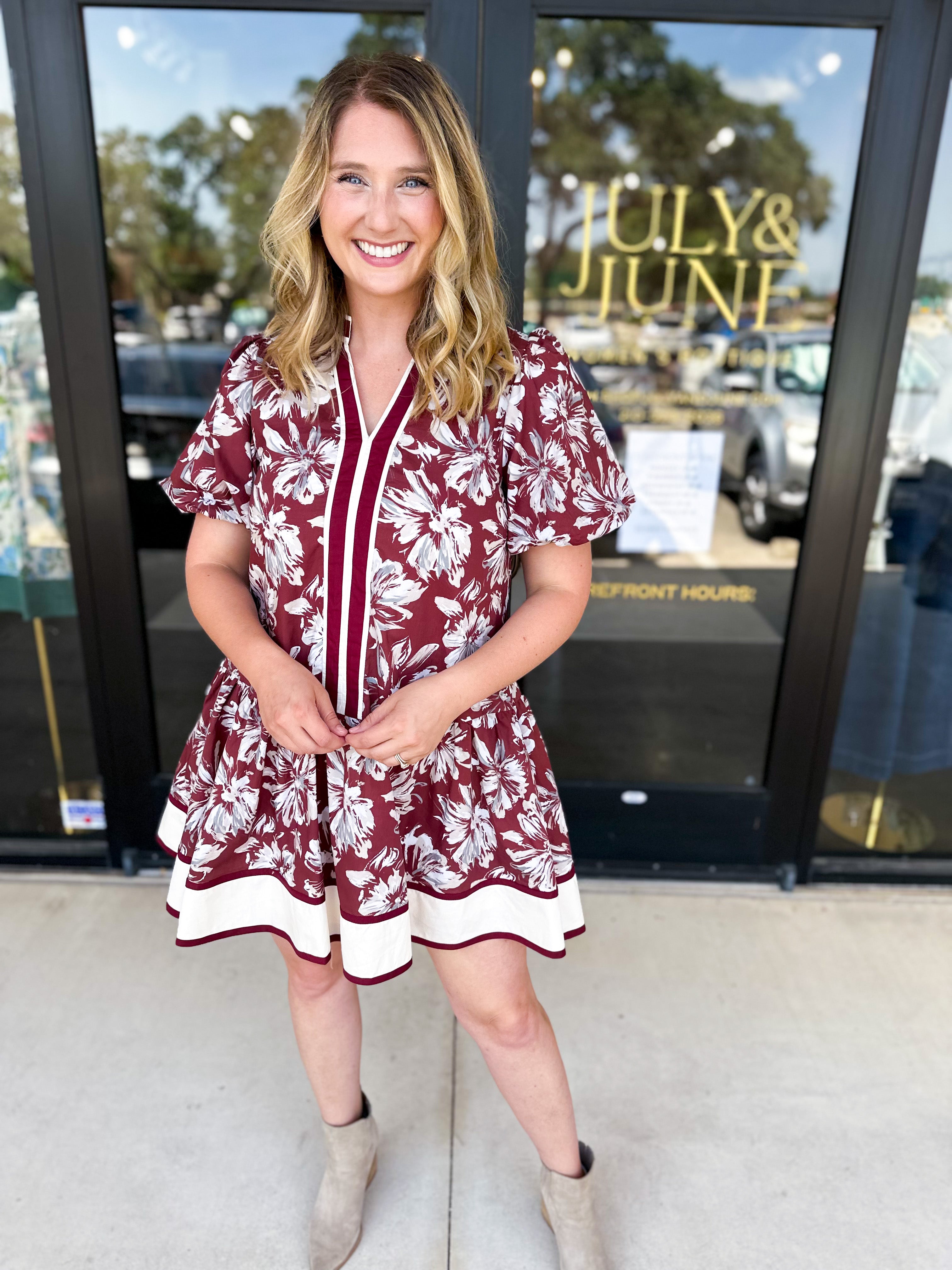 The Layla Mini Dress - Burgundy-510 Mini-ENTRO-July & June Women's Fashion Boutique Located in San Antonio, Texas