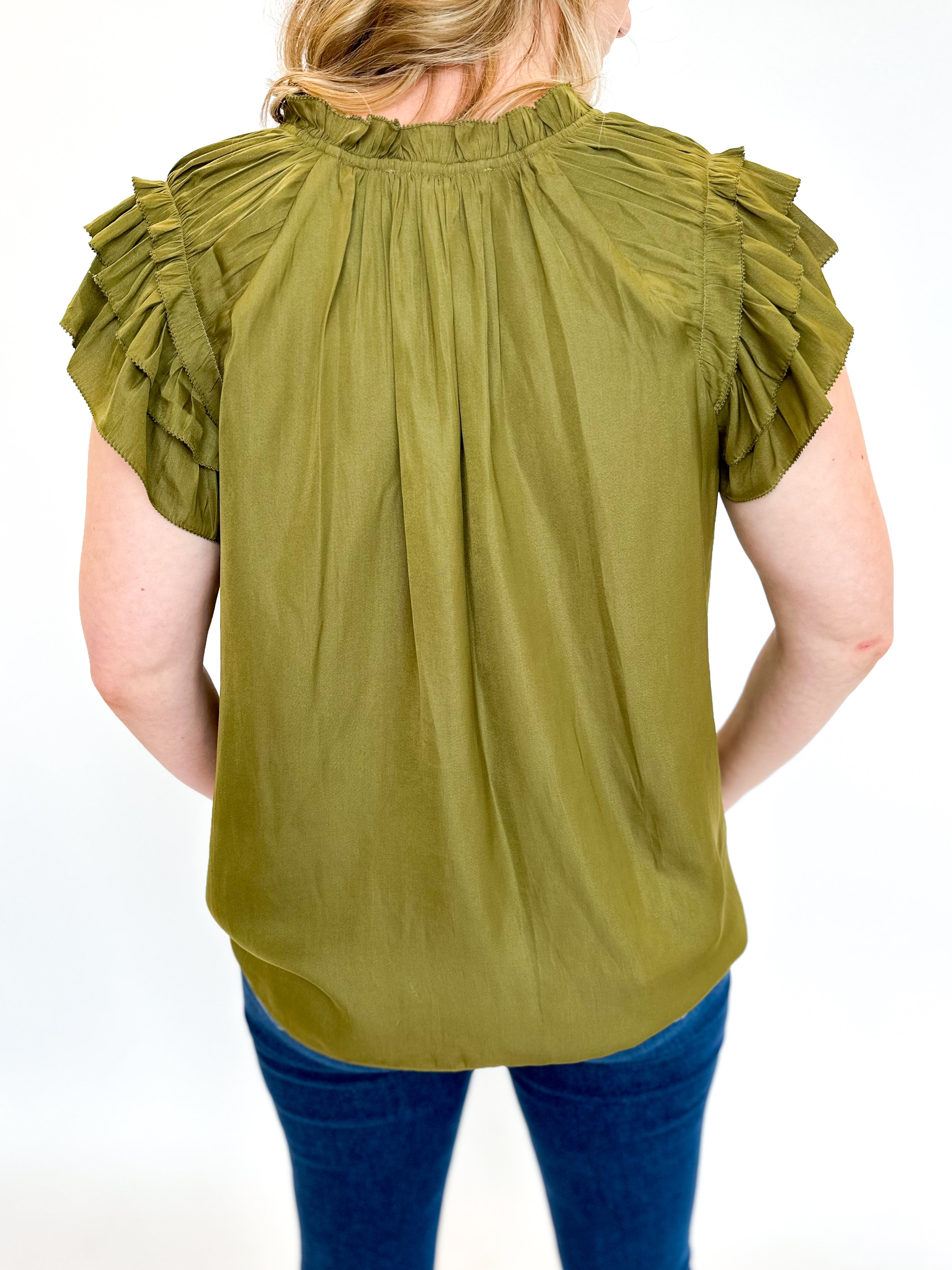 Your Holiday Satin Blouse - Mistletoe Green-200 Fashion Blouses-GRADE & GATHER-July & June Women's Fashion Boutique Located in San Antonio, Texas