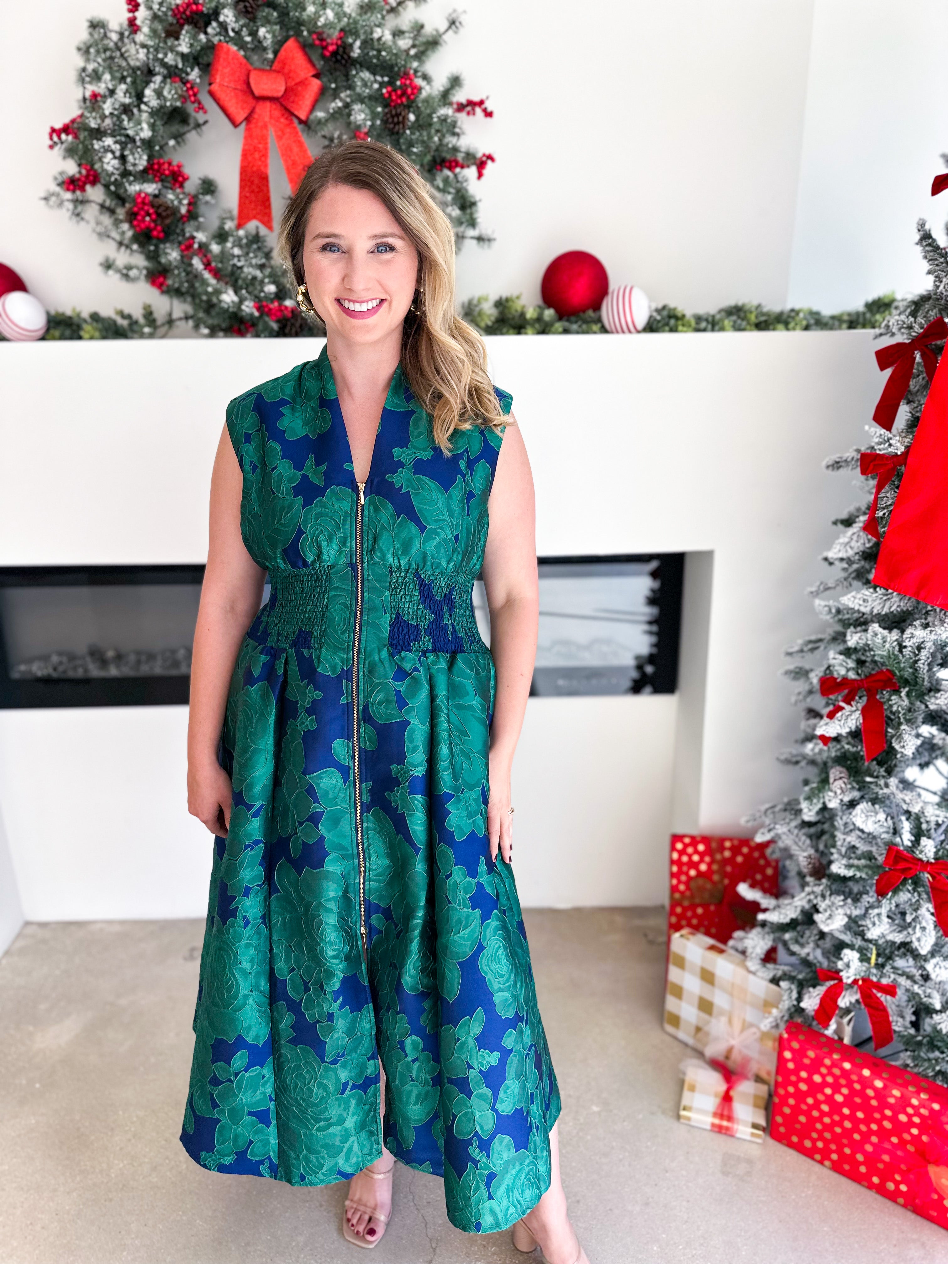 Teal & Bold Blue Midi Dress-500 Midi-FATE-July & June Women's Fashion Boutique Located in San Antonio, Texas