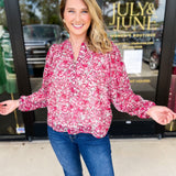 Mary Square - Brianna Pink Blouse-200 Fashion Blouses-MARY SQUARE-July & June Women's Fashion Boutique Located in San Antonio, Texas
