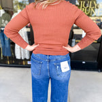 Tailored Knit Long Sleeve - Rust-230 Sweaters/Cardis-LISTICLE-July & June Women's Fashion Boutique Located in San Antonio, Texas