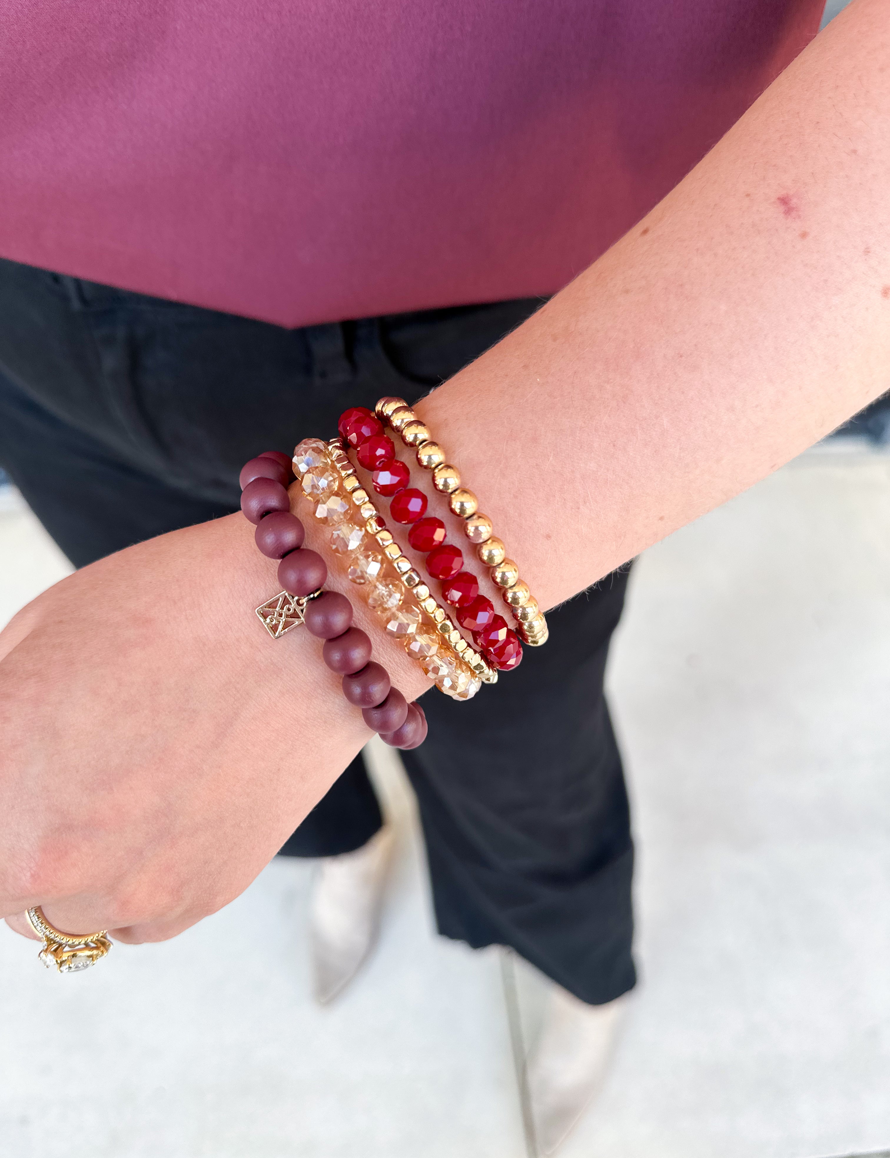 Michelle McDowell - Bracelet Set - Garnet & Gold-110 Jewelry & Hair-Michelle McDowell-July & June Women's Fashion Boutique Located in San Antonio, Texas