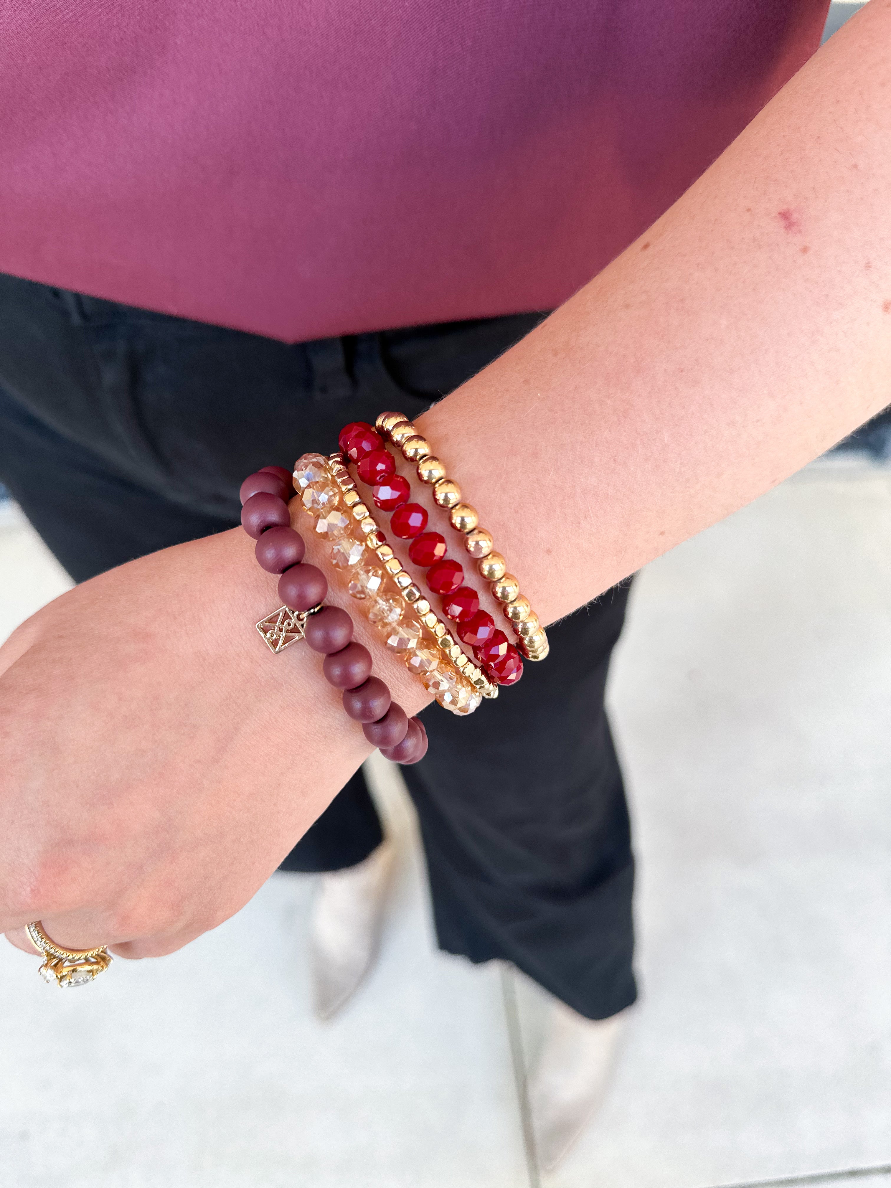 Michelle McDowell - Bracelet Set - Garnet & Gold-110 Jewelry & Hair-Michelle McDowell-July & June Women's Fashion Boutique Located in San Antonio, Texas