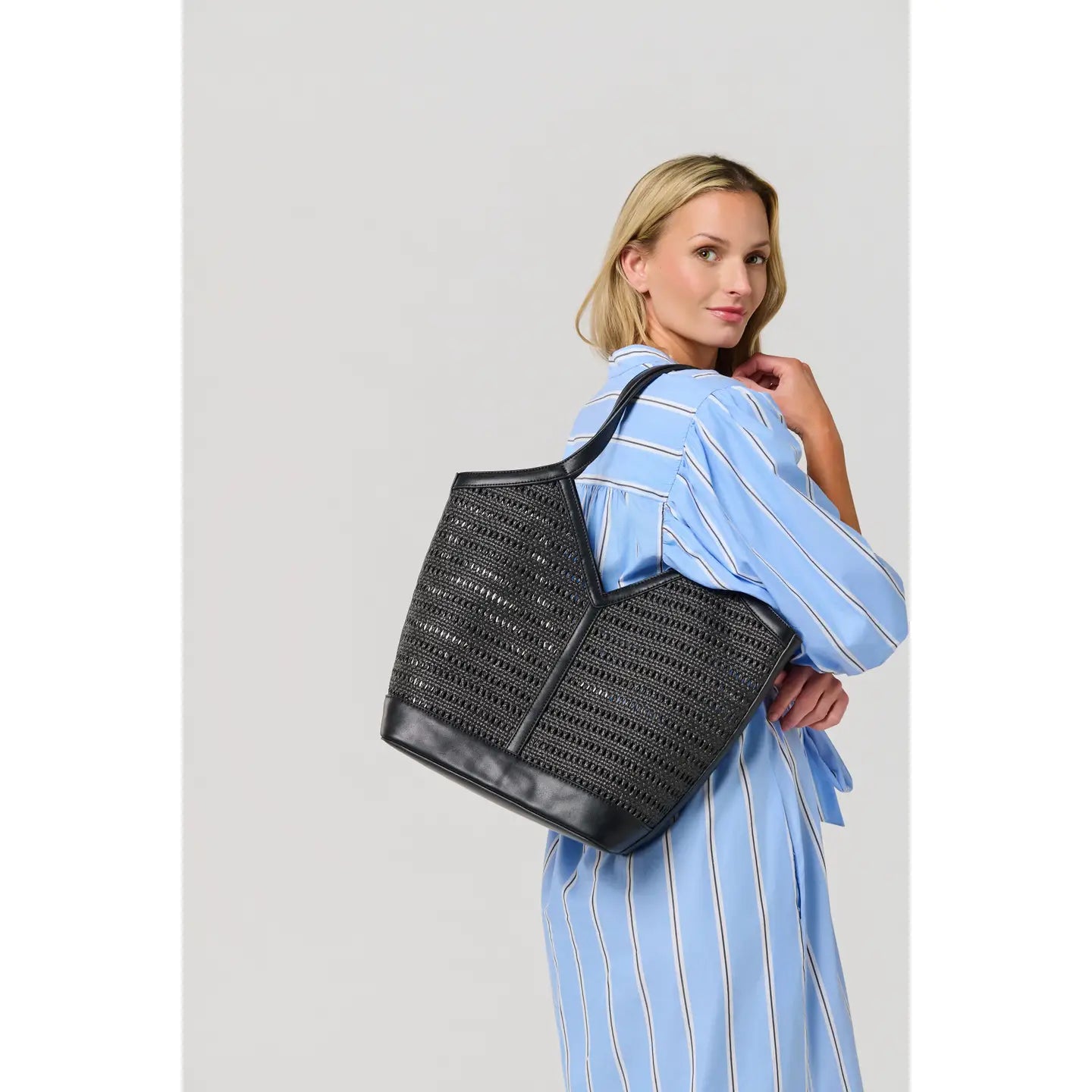 The Tosca Tote Bag - Black-130 ACCESSORIES-SHIRALEAH-July & June Women's Fashion Boutique Located in San Antonio, Texas