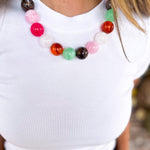 Statement Ball Necklace - Pink, Mint, & Brown-110 Jewelry & Hair-Golden Lily-July & June Women's Fashion Boutique Located in San Antonio, Texas