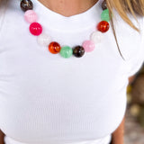 Statement Ball Necklace - Pink, Mint, & Brown-110 Jewelry & Hair-Golden Lily-July & June Women's Fashion Boutique Located in San Antonio, Texas