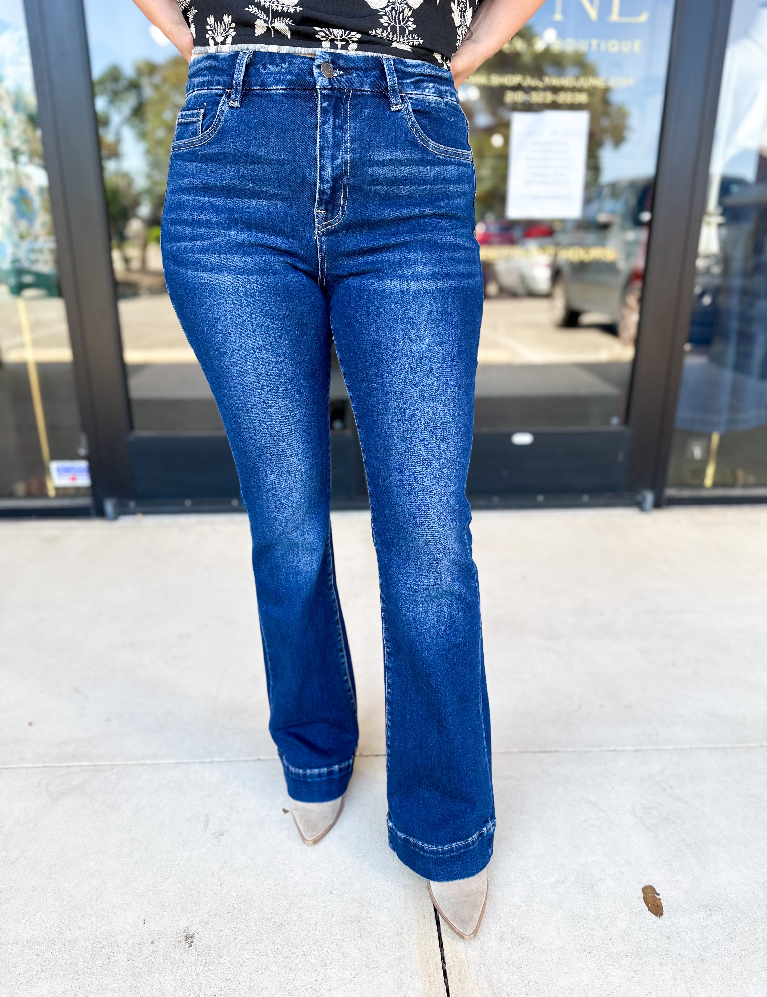 Vervet - High Rise Trouser Boot Cut Jeans-400 Pants-VEVERT BY FLYING MONKEY-July & June Women's Fashion Boutique Located in San Antonio, Texas