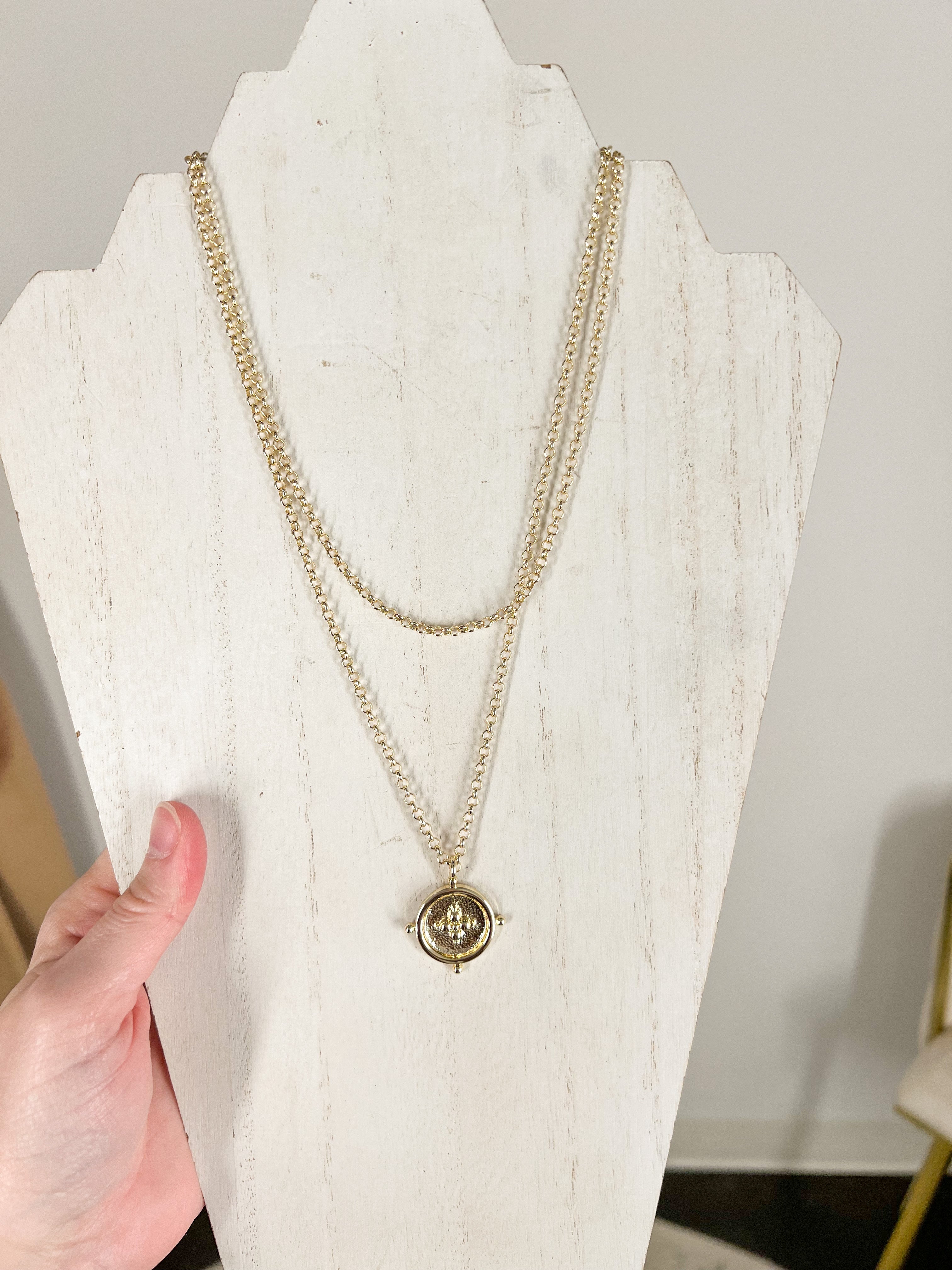 Natalie Wood - Legacy Coin Pendant Necklace - Gold-110 Jewelry & Hair-Natalie Wood-July & June Women's Fashion Boutique Located in San Antonio, Texas