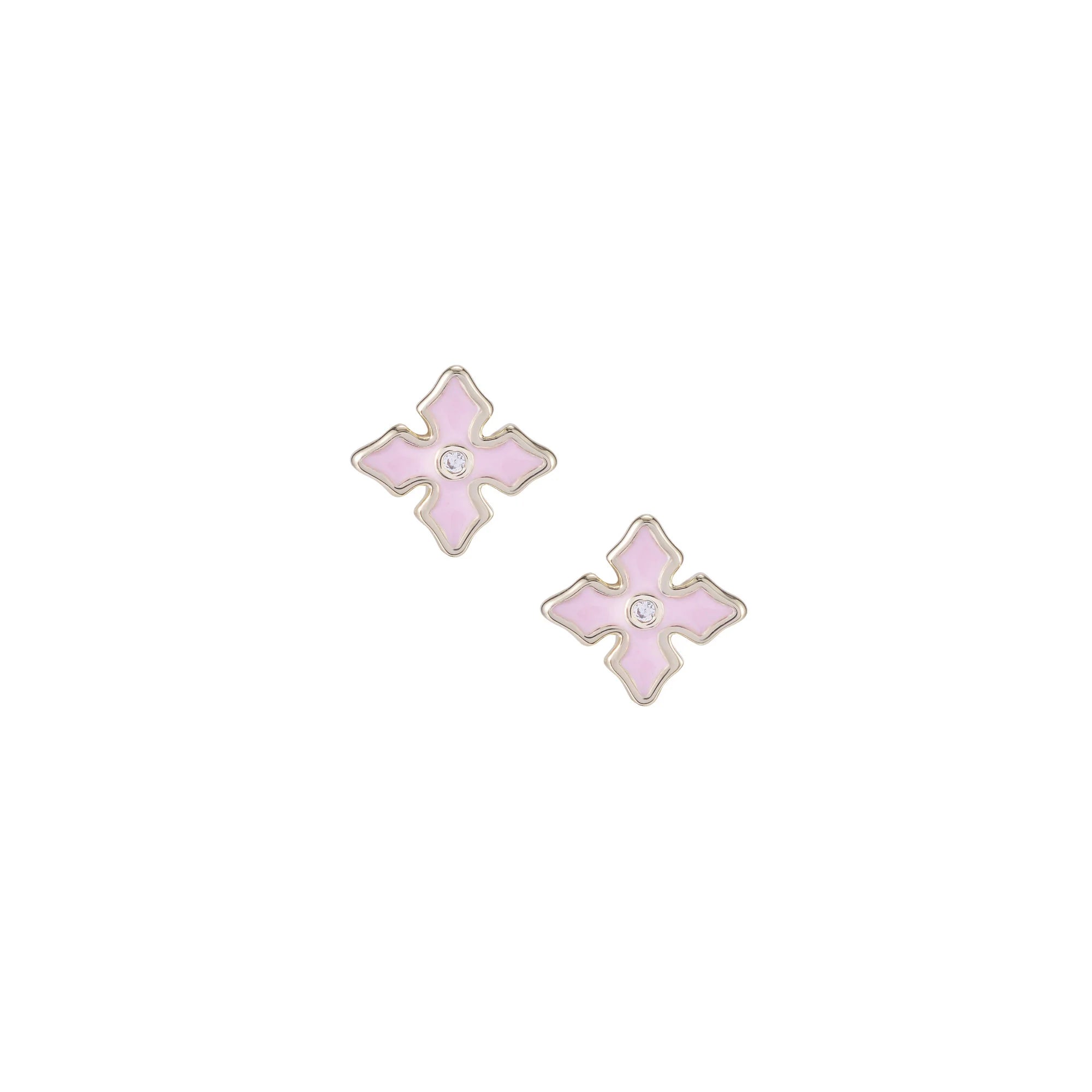 Natalie Wood - Mini Cross Earrings in Pink/Gold-110 Jewelry & Hair-Natalie Wood-July & June Women's Fashion Boutique Located in San Antonio, Texas