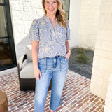 THML - Blue Skies Embroidered Blouse-510 Mini-THML-July & June Women's Fashion Boutique Located in San Antonio, Texas