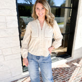 Cream Embroidered Peasant Blouse-200 Fashion Blouses-ABLE-July & June Women's Fashion Boutique Located in San Antonio, Texas