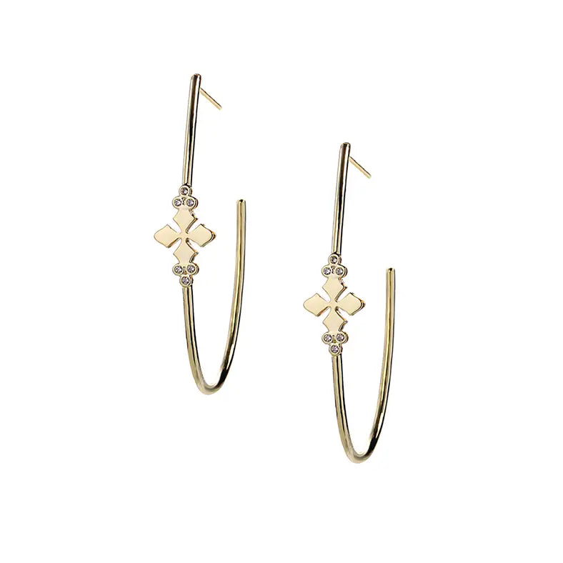 Natalie Wood - Believer Cross Hoop Earrings in Gold-110 Jewelry & Hair-Natalie Wood-July & June Women's Fashion Boutique Located in San Antonio, Texas
