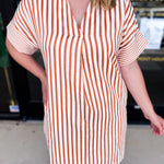 THML - Rust Stripe Mini Dress-510 Mini-THML-July & June Women's Fashion Boutique Located in San Antonio, Texas