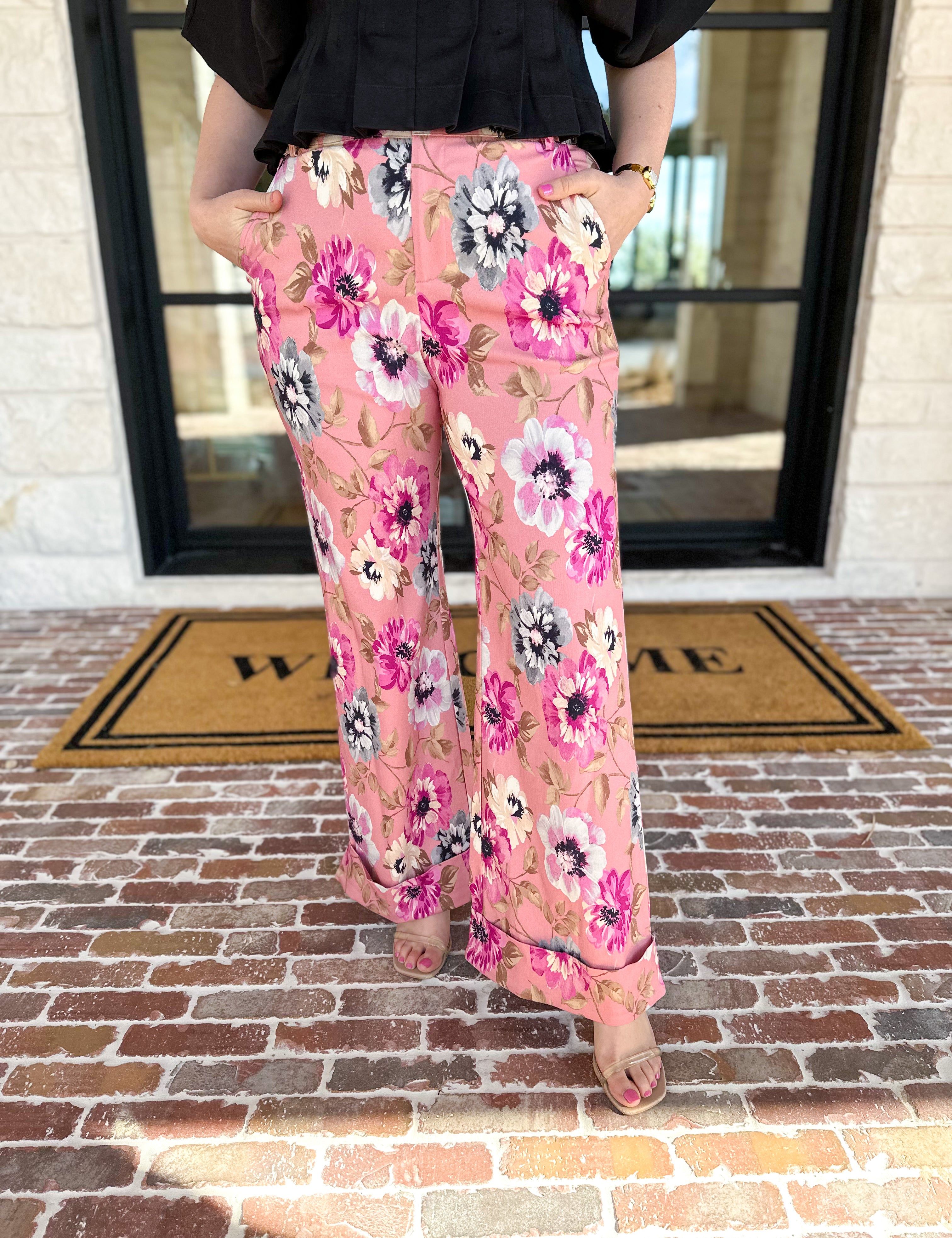 Floral Flare Pant-400 Pants-FATE-July & June Women's Fashion Boutique Located in San Antonio, Texas