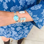 Easton Elle - Single Turquoise Silver Cuff Bracelet-110 Jewelry & Hair-Easton Elle-July & June Women's Fashion Boutique Located in San Antonio, Texas