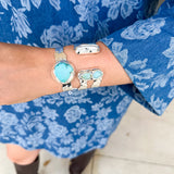Easton Elle - Single Turquoise Silver Cuff Bracelet-110 Jewelry & Hair-Easton Elle-July & June Women's Fashion Boutique Located in San Antonio, Texas