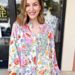 Lavender & Yellow Floral Blouse-200 Fashion Blouses-FATE-July & June Women's Fashion Boutique Located in San Antonio, Texas