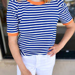Nautical Comfy Tee - Blue-210 Casual Blouses-ENTRO-July & June Women's Fashion Boutique Located in San Antonio, Texas