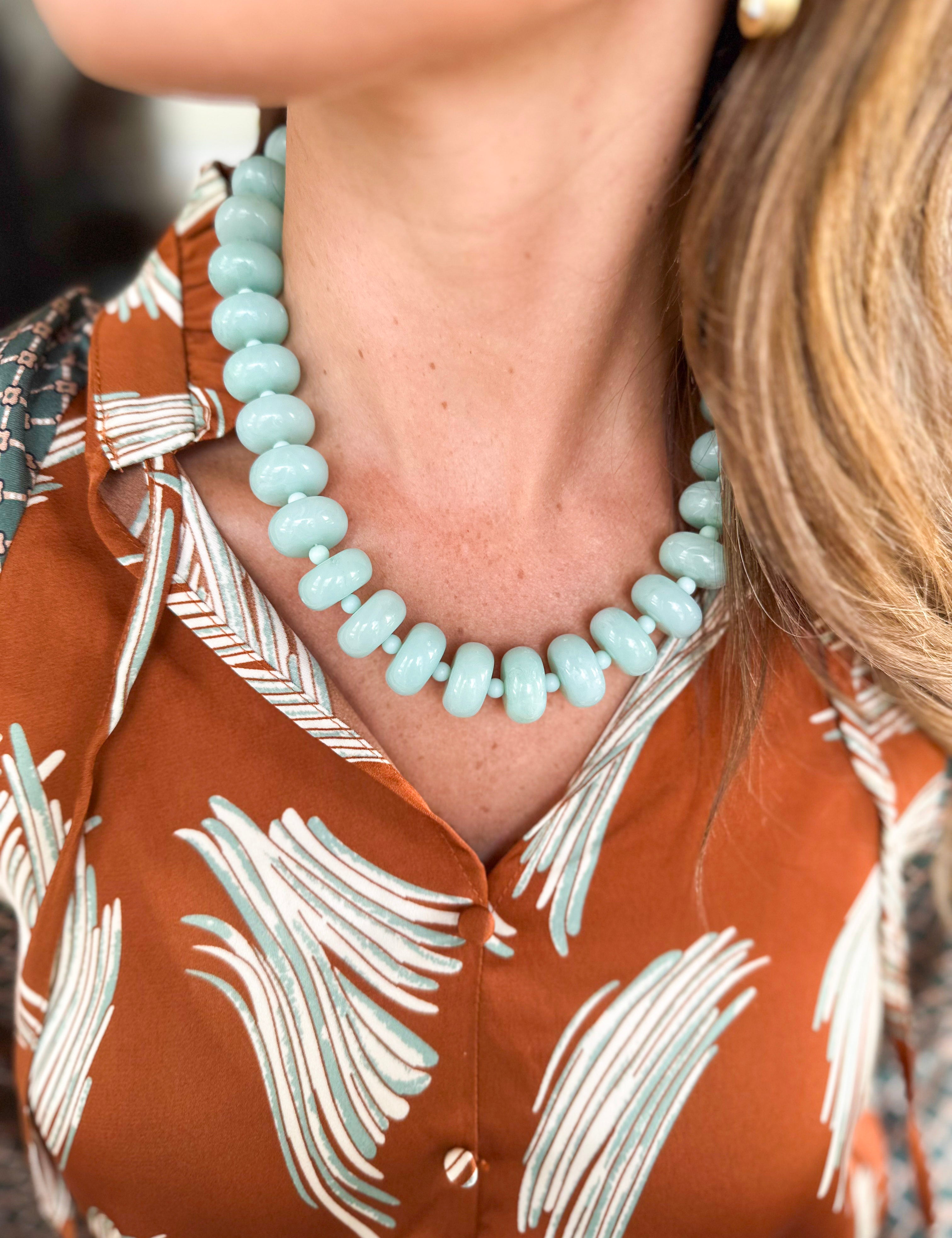 Chunky Circle Bauble Ball Necklace - Turquoise Mint-110 Jewelry & Hair-Golden Lily-July & June Women's Fashion Boutique Located in San Antonio, Texas