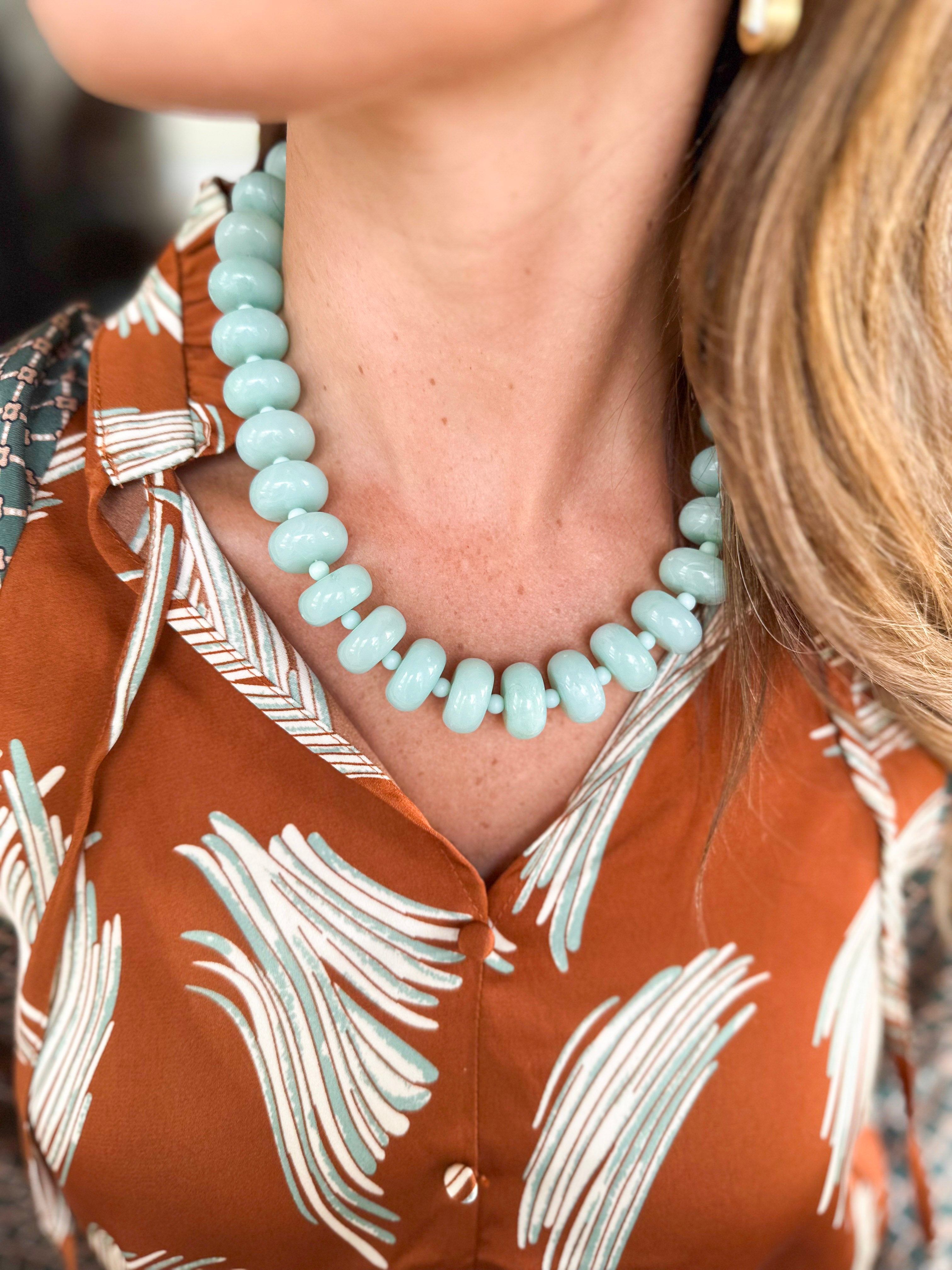 Chunky Circle Bauble Ball Necklace - Turquoise Mint-110 Jewelry & Hair-Golden Lily-July & June Women's Fashion Boutique Located in San Antonio, Texas