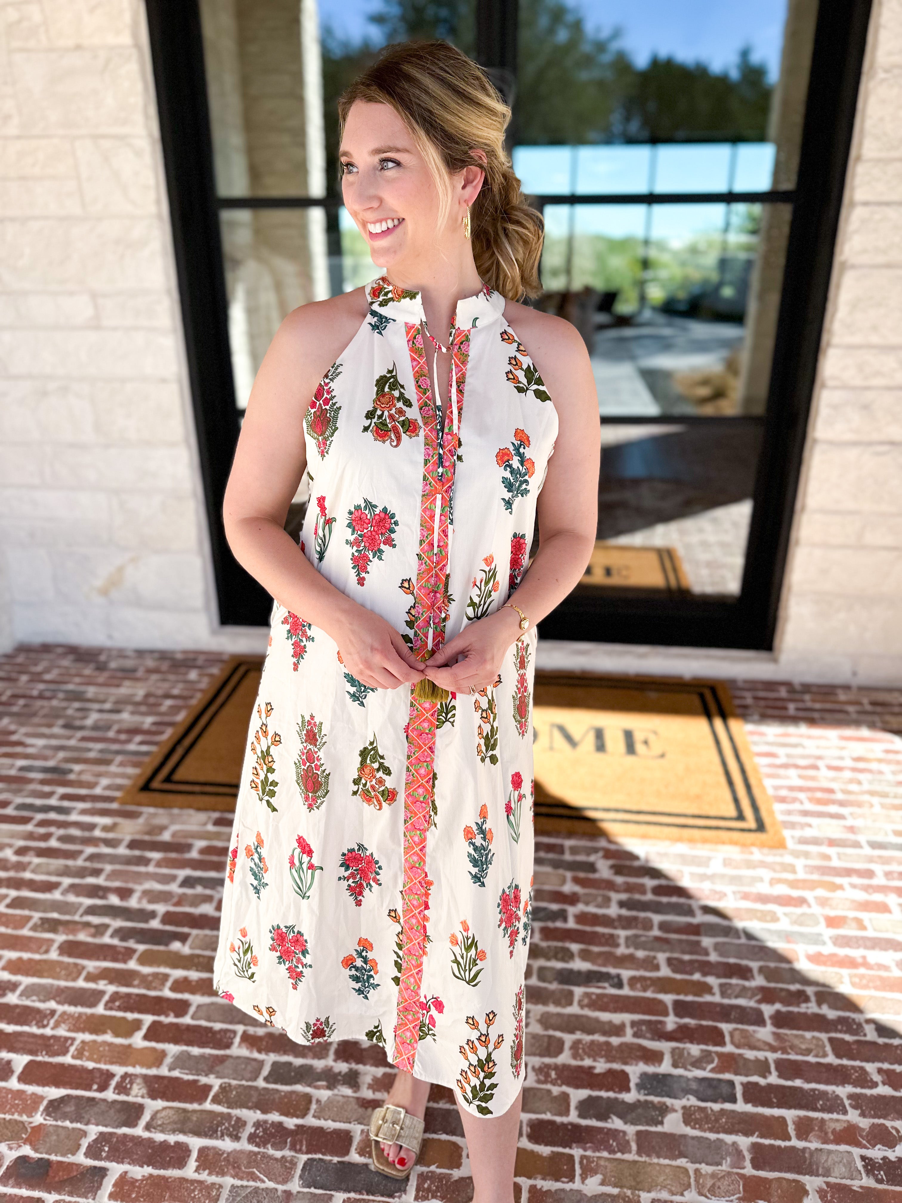 THML - Bloom Halter Midi Dress-500 Midi-THML-July & June Women's Fashion Boutique Located in San Antonio, Texas