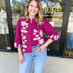 Mallory Embroidered Blouse - Magenta-200 Fashion Blouses-ABLE-July & June Women's Fashion Boutique Located in San Antonio, Texas