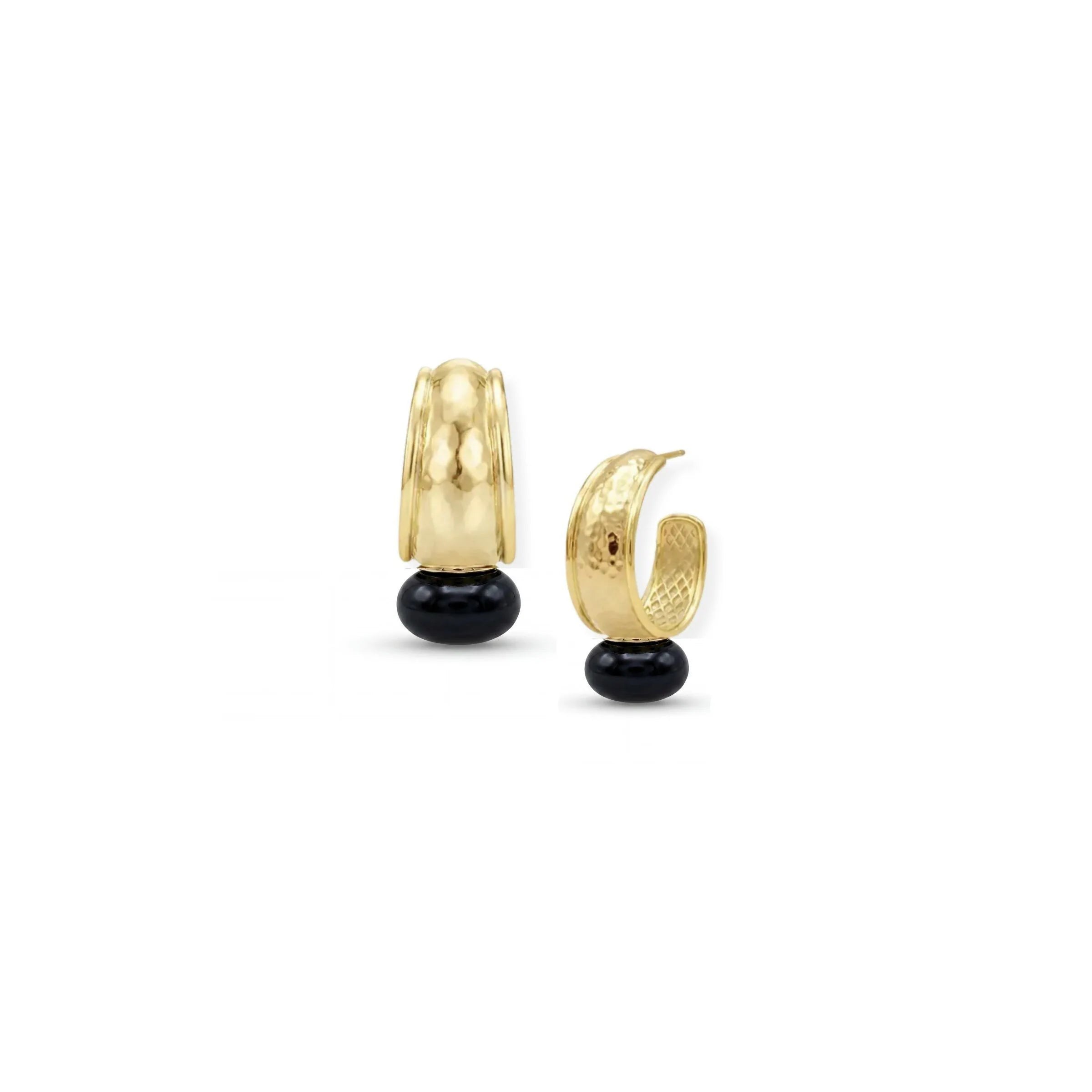 Natalie Wood - Midnight Tide Huggie Earrings - Gold/Black Pearl-110 Jewelry & Hair-Natalie Wood-July & June Women's Fashion Boutique Located in San Antonio, Texas