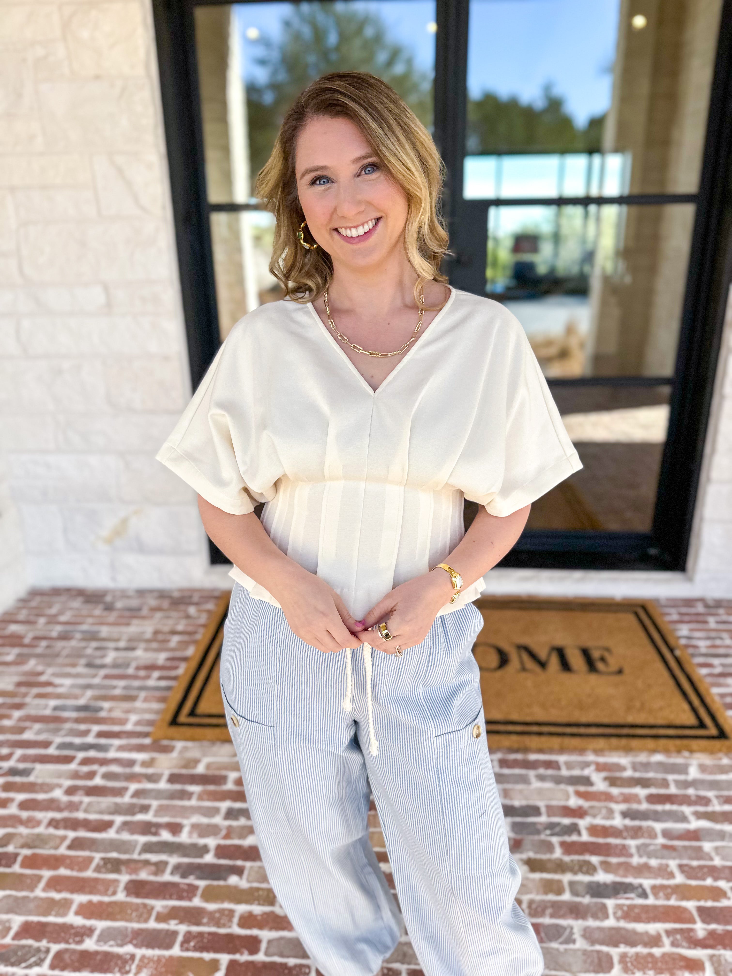 Elevated Chic Top - Cream-200 Fashion Blouses-ENTRO-July & June Women's Fashion Boutique Located in San Antonio, Texas