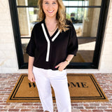 The Go-To Girl Sweater Top - Black-230 Sweaters/Cardis-ENTRO-July & June Women's Fashion Boutique Located in San Antonio, Texas