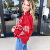 Elara Embroidered Blouse - Rust-200 Fashion Blouses-ENTRO-July & June Women's Fashion Boutique Located in San Antonio, Texas
