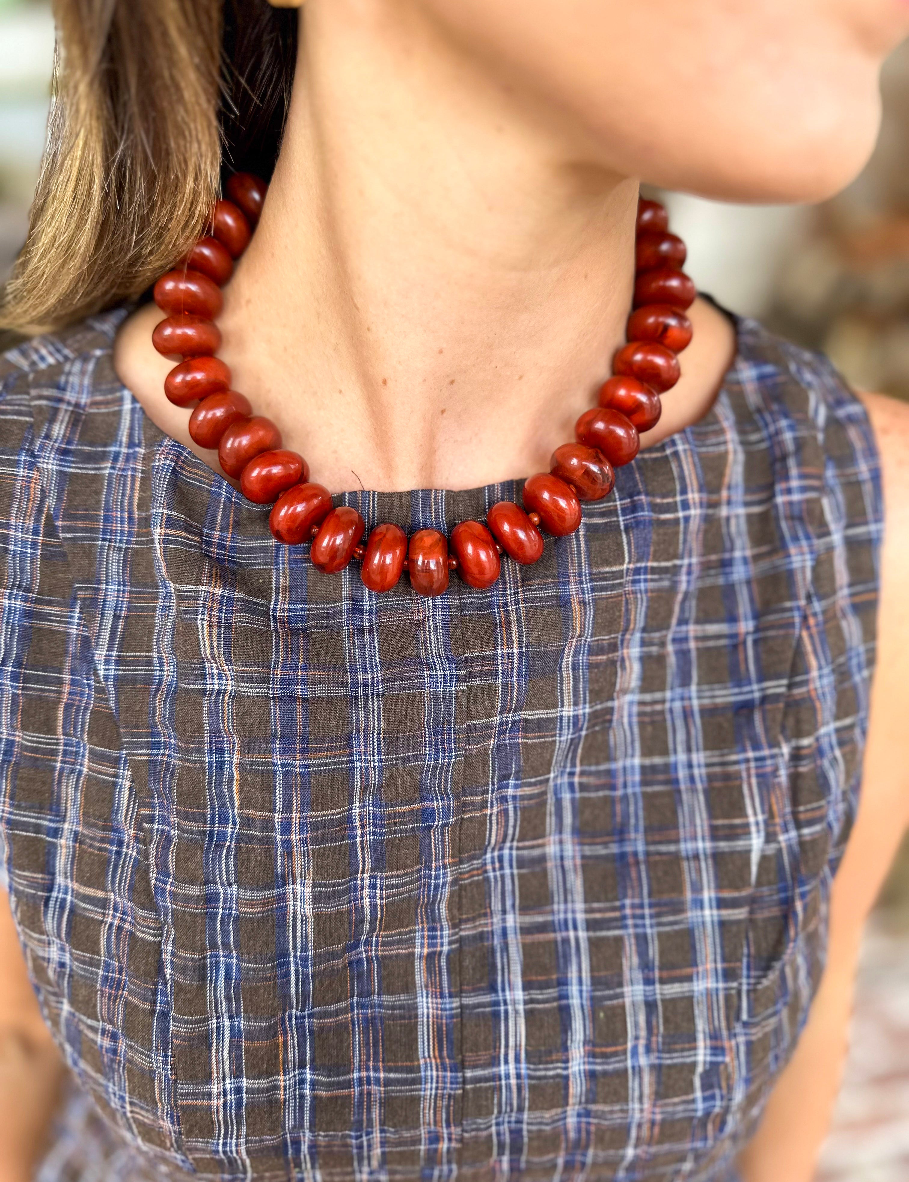 Chunky Circle Bauble Ball Necklace - Rust-110 Jewelry & Hair-Golden Lily-July & June Women's Fashion Boutique Located in San Antonio, Texas
