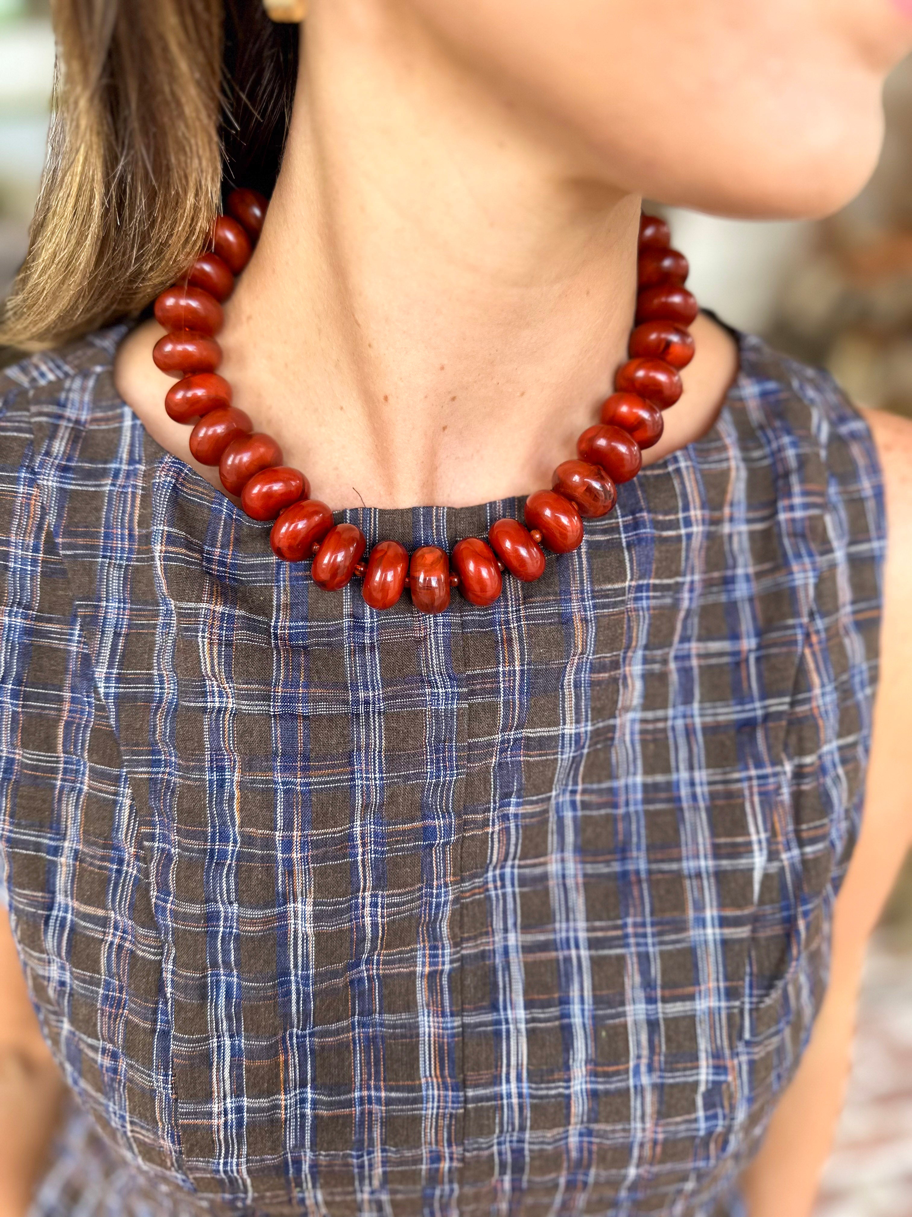 Chunky Circle Bauble Ball Necklace - Rust-110 Jewelry & Hair-Golden Lily-July & June Women's Fashion Boutique Located in San Antonio, Texas
