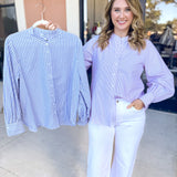 Current Air - Rhinestone Button Down Blouse - Light Pink-200 Fashion Blouses-CURRENT AIR CLOTHING-July & June Women's Fashion Boutique Located in San Antonio, Texas