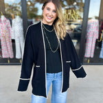 THML - Black Contrast Cardigan-230 Sweaters/Cardis-THML-July & June Women's Fashion Boutique Located in San Antonio, Texas