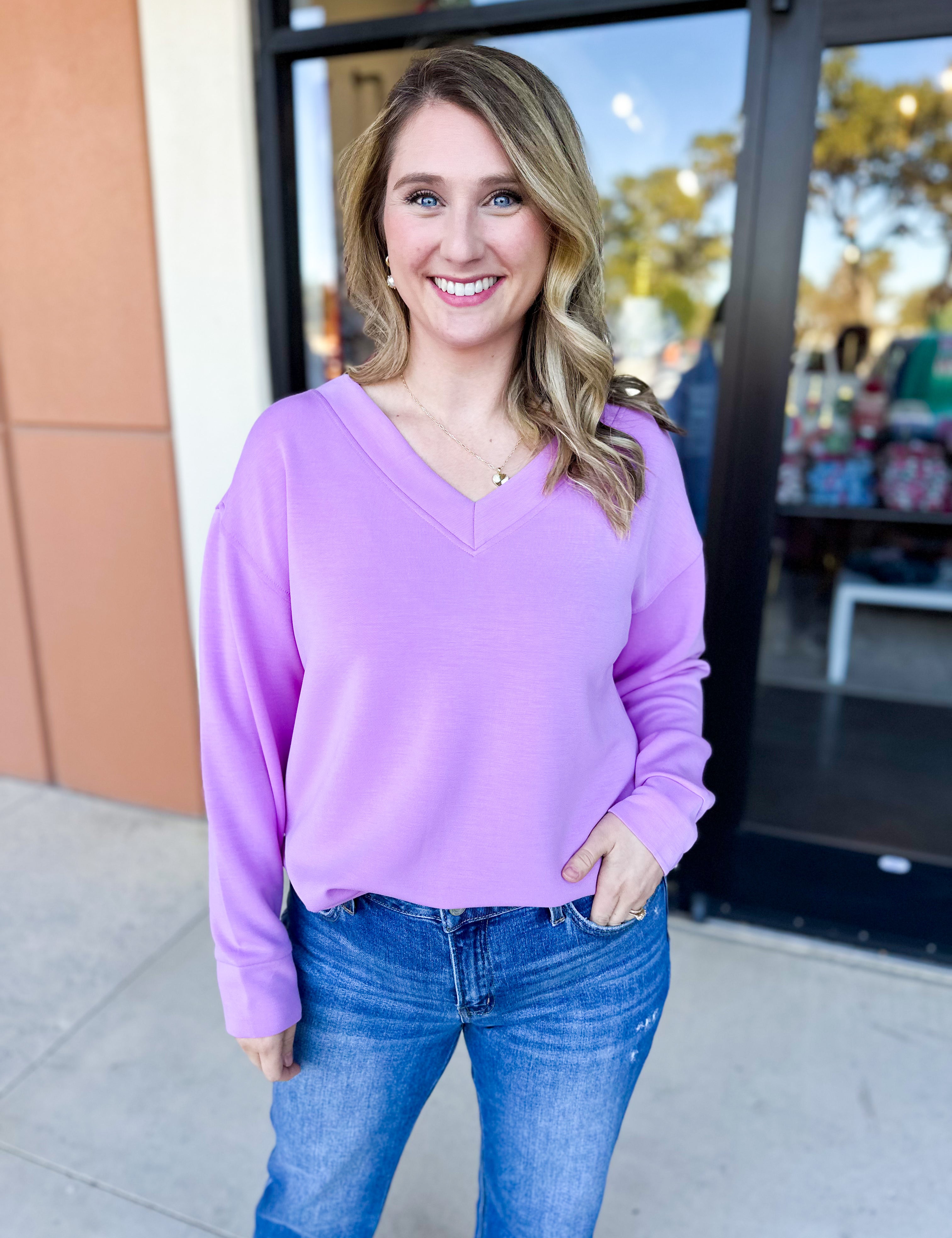 Mary Square - Hazel Long Sleeve - Orchid-210 Casual Blouses-MARY SQUARE-July & June Women's Fashion Boutique Located in San Antonio, Texas
