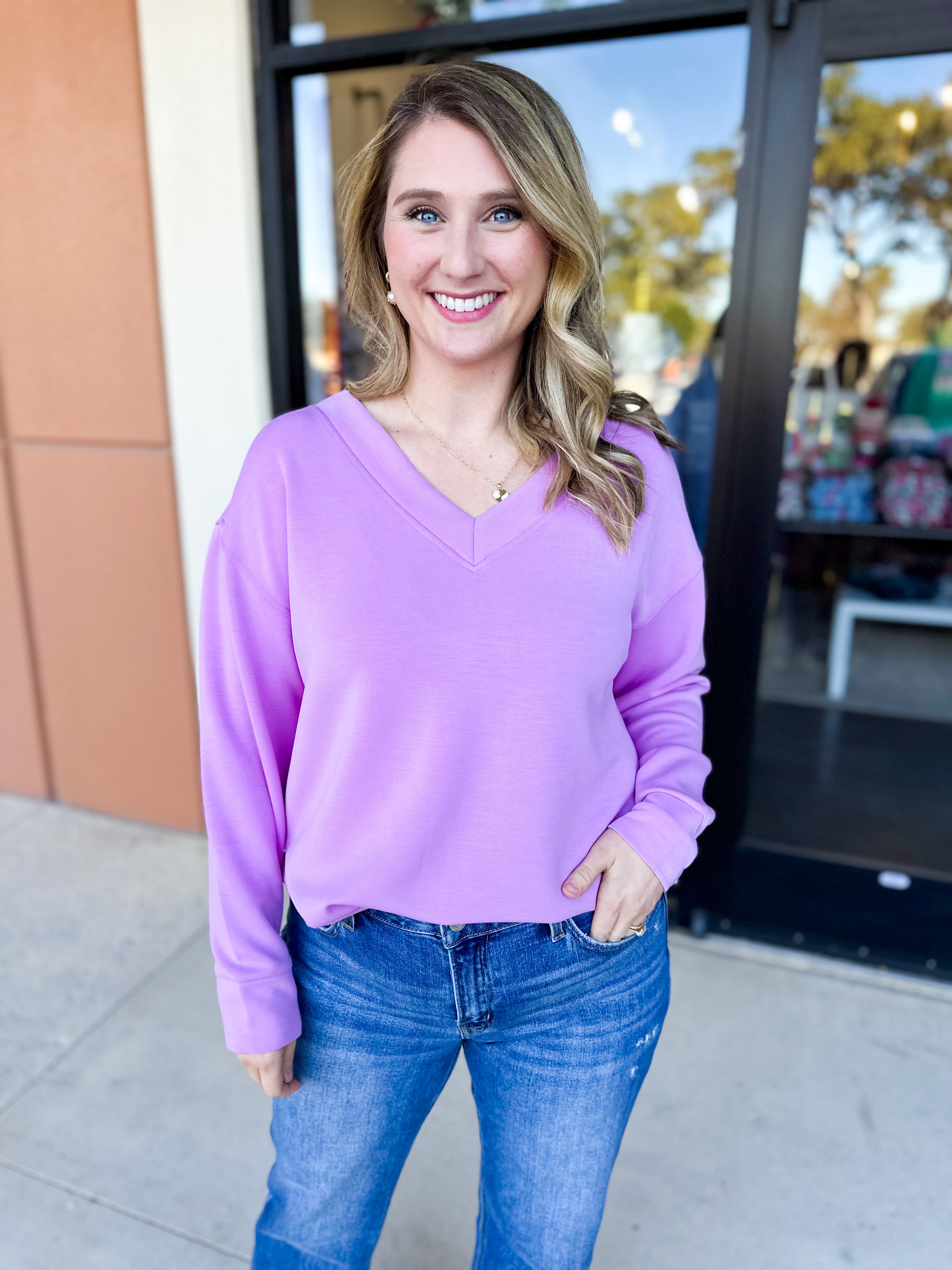Mary Square - Hazel Long Sleeve - Orchid-210 Casual Blouses-MARY SQUARE-July & June Women's Fashion Boutique Located in San Antonio, Texas