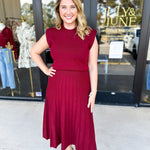 THML - Burgundy Knit Midi Dress-500 Midi-THML-July & June Women's Fashion Boutique Located in San Antonio, Texas