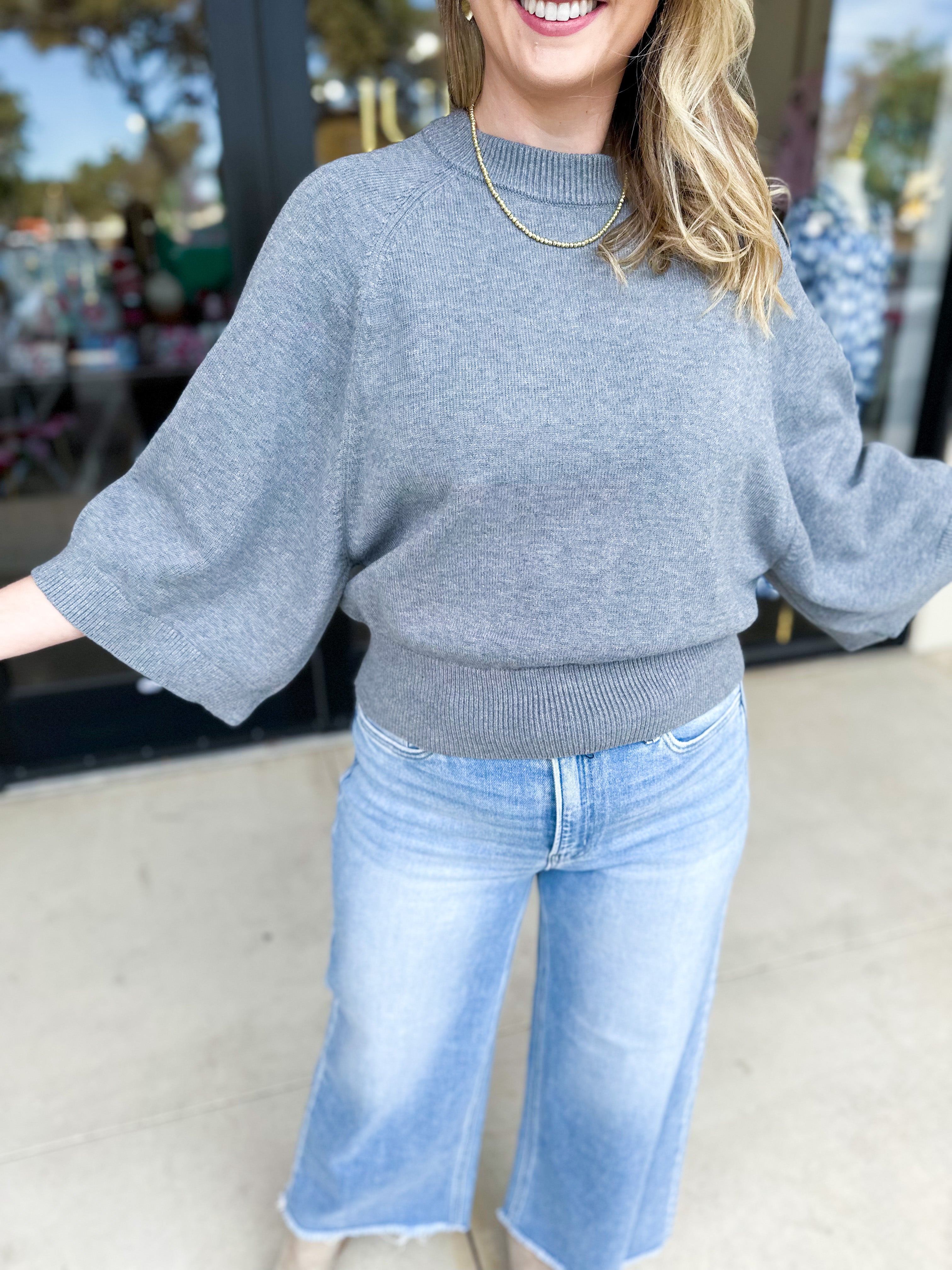 Fall's Favorite Sweater Top - Grey-230 Sweaters/Cardis-FATE-July & June Women's Fashion Boutique Located in San Antonio, Texas