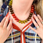 Chunky Circle Bauble Ball Necklace - Olive, Brown & Rust-110 Jewelry & Hair-Golden Lily-July & June Women's Fashion Boutique Located in San Antonio, Texas