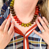 Chunky Circle Bauble Ball Necklace - Olive, Brown & Rust-110 Jewelry & Hair-Golden Lily-July & June Women's Fashion Boutique Located in San Antonio, Texas