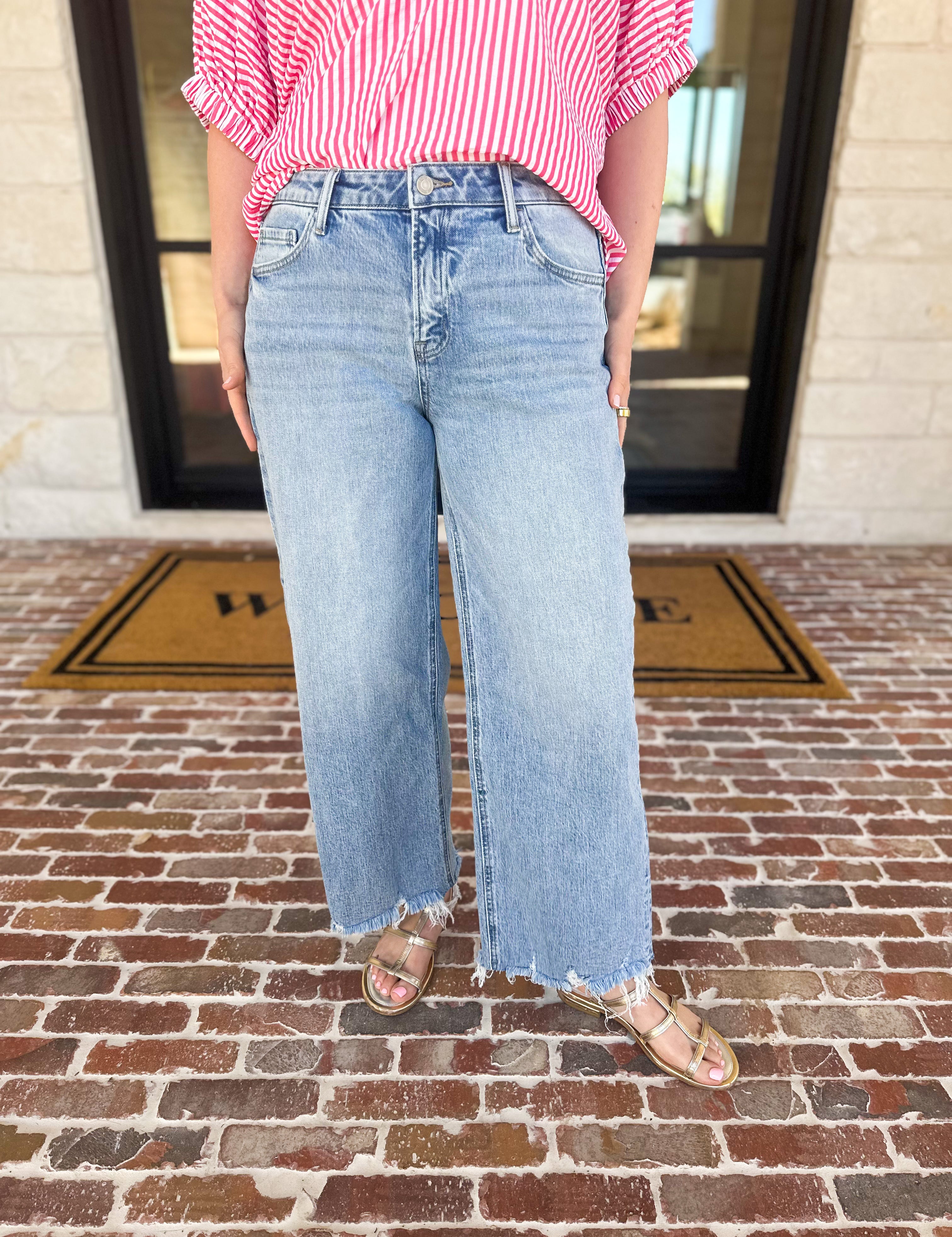 Vervet - Mid Rise Ankle Wide Leg Jeans-400 Pants-VEVERT BY FLYING MONKEY-July & June Women's Fashion Boutique Located in San Antonio, Texas